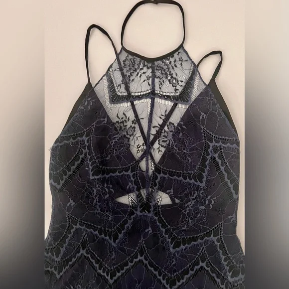 Free People Nothing Like This navy Lace Minidress Sz 2 - Picture 14 of 16